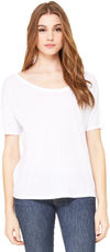 Am image of a Custom Bella and Canvas Ladies' Slouchy Scoop Neck T Shirt in White!