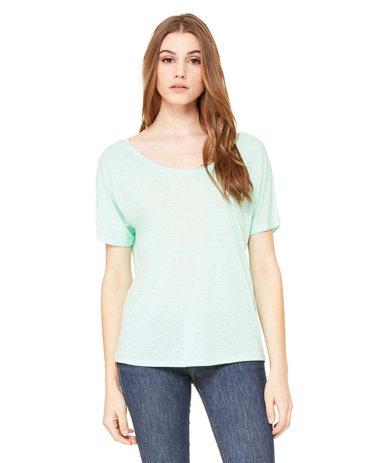 Bella and Canvas Ladies' Slouchy Scoop Neck T Shirt in Mint