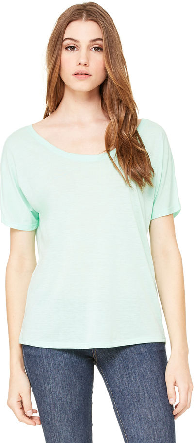 Am image of a Custom Bella and Canvas Ladies' Slouchy Scoop Neck T Shirt in Mint!