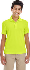 Am image of a Custom Core 365 Youth Origin Performance Pique Polo in Safty Yellow!