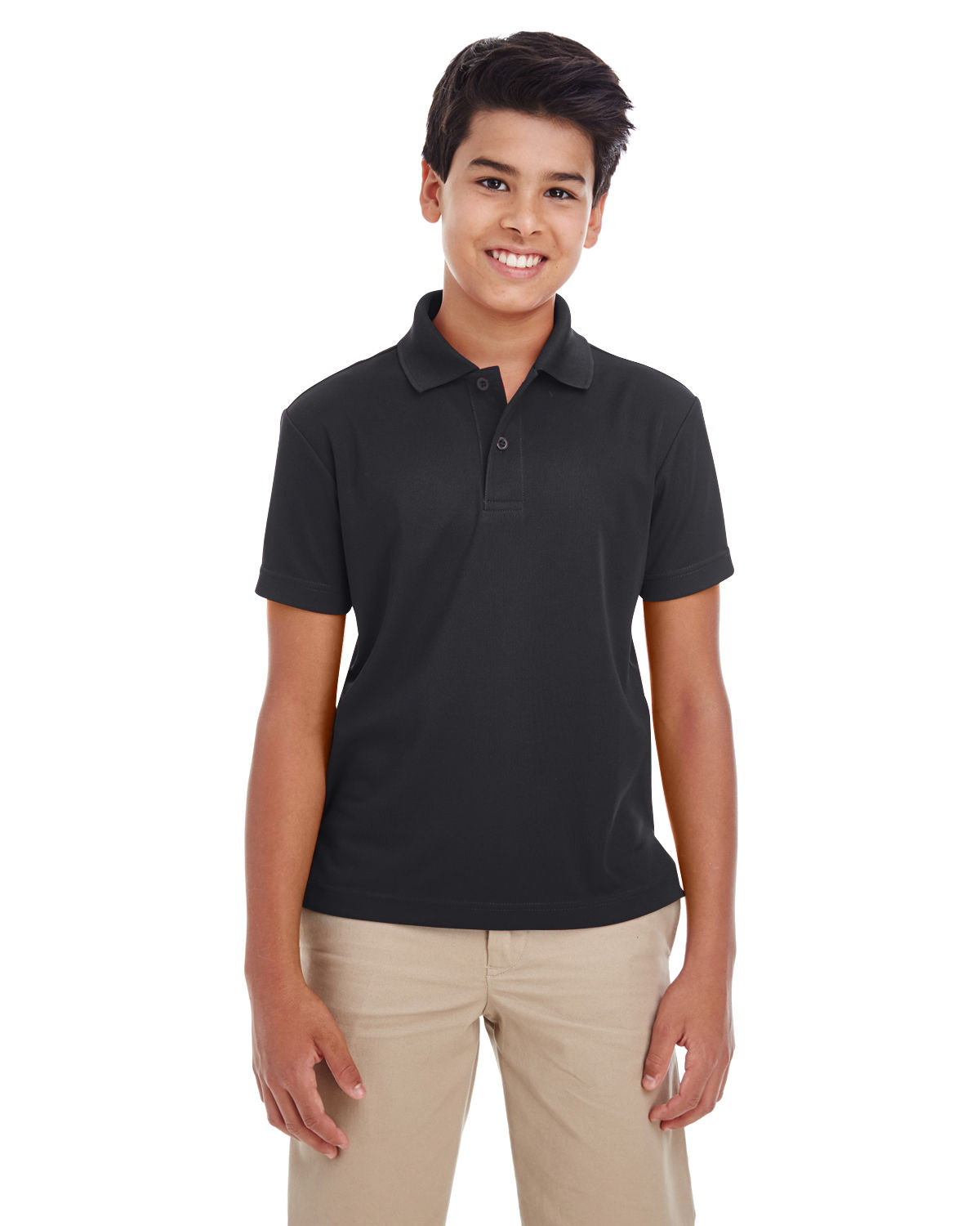 Core 365 Youth Origin Performance Pique Polo in Black