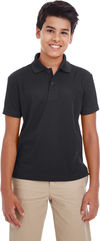 Am image of a Custom Core 365 Youth Origin Performance Pique Polo in Black!