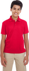 Am image of a Custom Core 365 Youth Origin Performance Pique Polo in Classic Red!