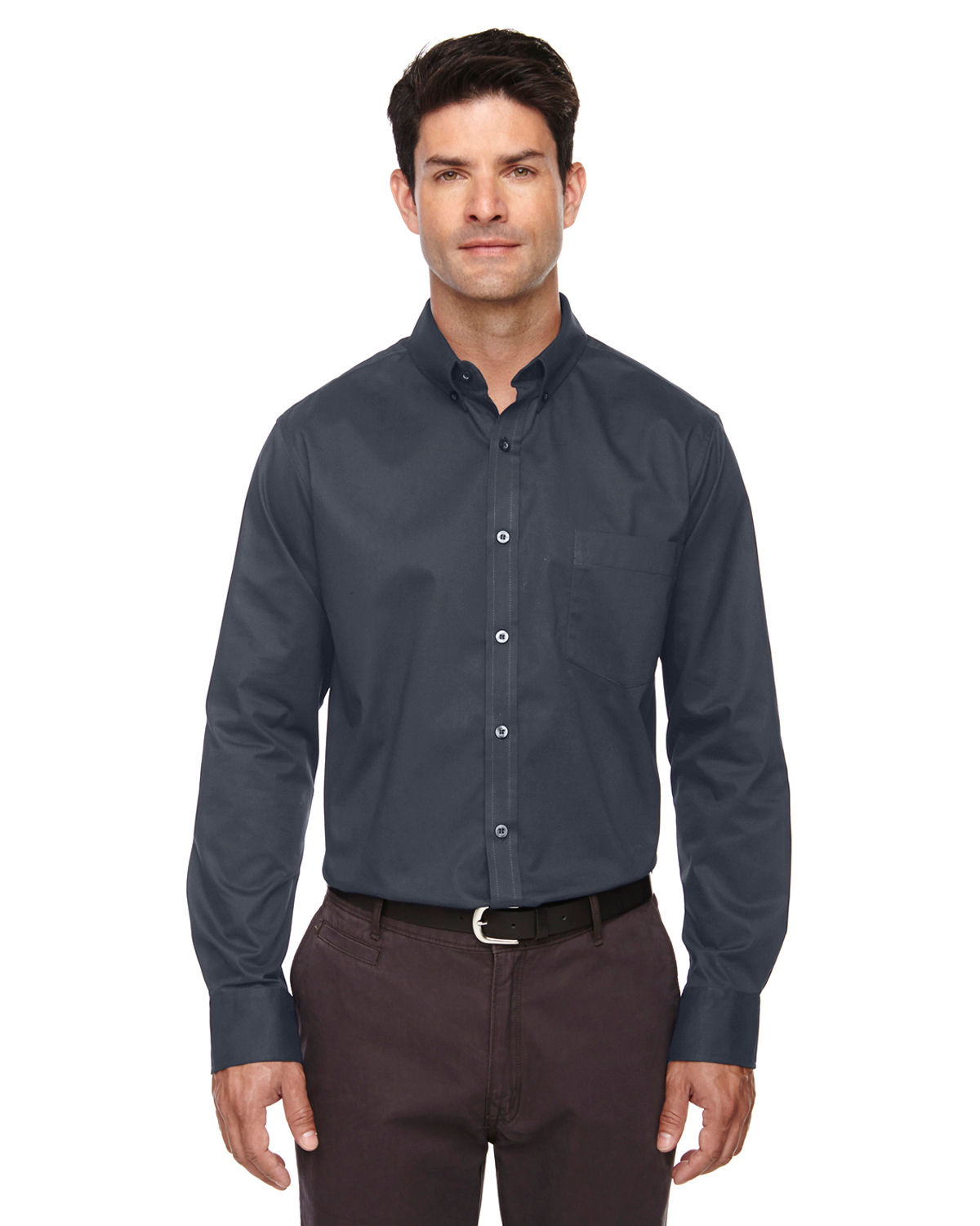 Core365 Men's Operate Long Sleeve Twill Shirt in Carbon