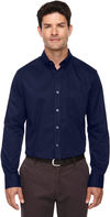 Am image of a Custom Core365 Men's Operate Long Sleeve Twill Shirt in Classic Navy!