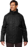 Am image of a Custom Core 365 Men's Region 3 in 1 Jacket with Fleece Liner in Black!