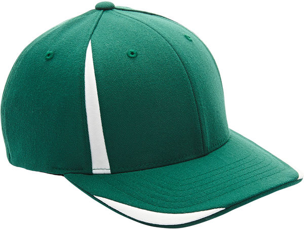 Am image of a Custom Flexfit for Team 365 Pro Formance Front Sweep Cap in Sp Forest/ White!