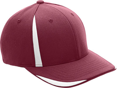 Am image of a Custom Flexfit for Team 365 Pro Formance Front Sweep Cap in Sp Maroon/ White!