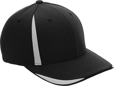 Am image of a Custom Flexfit for Team 365 Pro Formance Front Sweep Cap in Black/ Sp Silver!