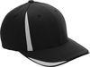 Am image of a Custom Flexfit for Team 365 Pro Formance Front Sweep Cap in Black/ Sp Silver!