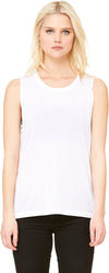 Am image of a Custom Bella and Canvas Ladies' Flowy Scoop Muscle Tank in White!