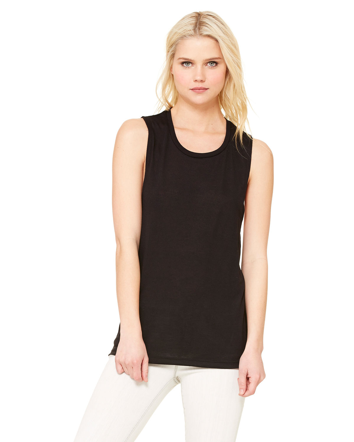Bella and Canvas Ladies' Flowy Scoop Muscle Tank in Black
