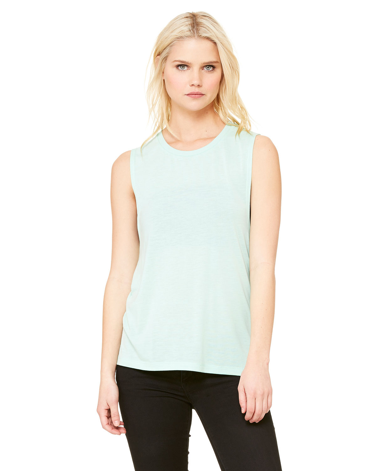 Bella and Canvas Ladies' Flowy Scoop Muscle Tank in Mint