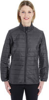 Am image of a Custom Core 365 Ladies' Prevail Packable Puffer Jacket in Carbon!