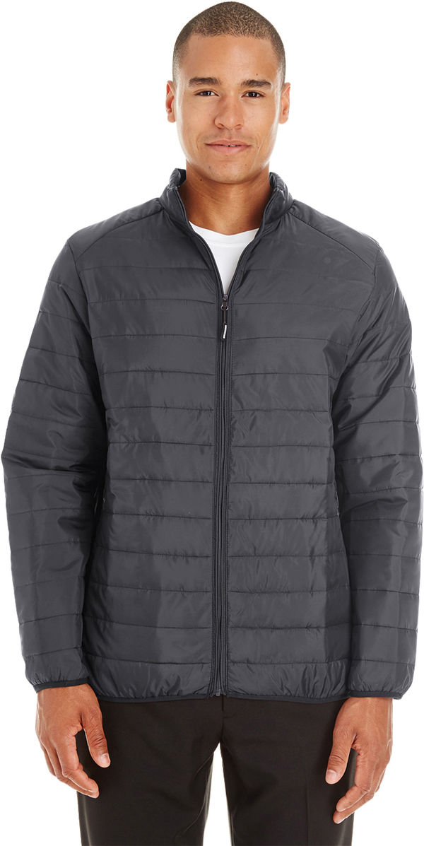 Am image of a Custom Core 365 Men's Prevail Packable Puffer in Carbon!