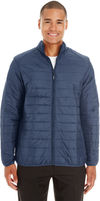Am image of a Custom Core 365 Men's Prevail Packable Puffer in Classic Navy!