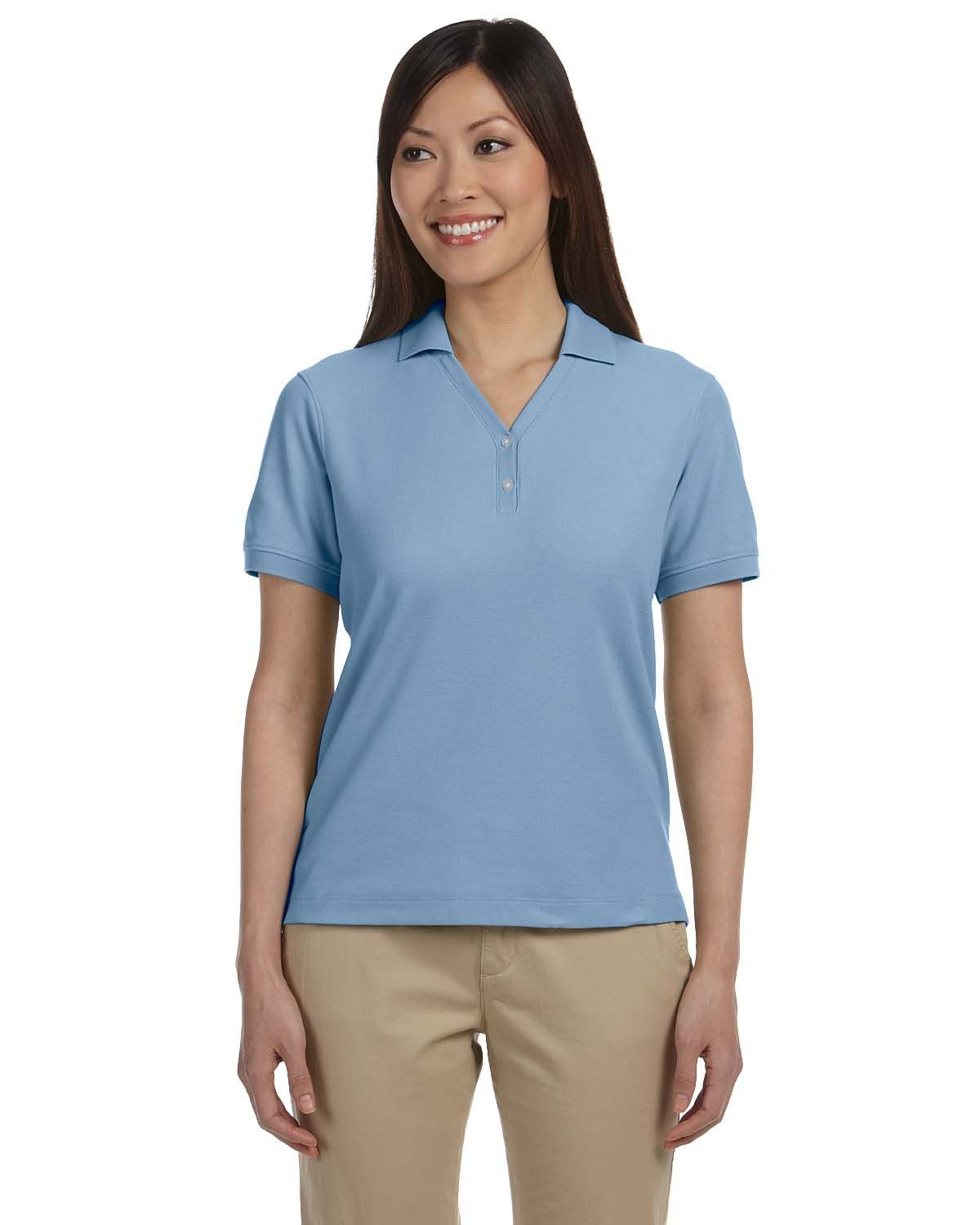 Devon & Jones Ladies' Pima Pique Short Sleeve Y Collar Polo in Slate Blue