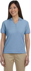 Am image of a Custom Devon & Jones Ladies' Pima Pique Short Sleeve Y Collar Polo in Slate Blue!