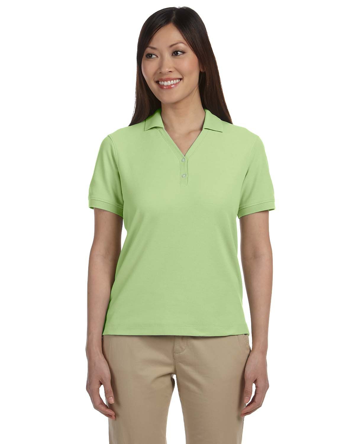 Devon & Jones Ladies' Pima Pique Short Sleeve Y Collar Polo in Lime