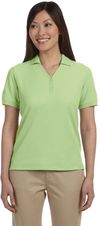 Am image of a Custom Devon & Jones Ladies' Pima Pique Short Sleeve Y Collar Polo in Lime!