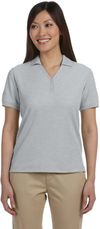 An image of a Custom Devon & Jones Ladies' Pima Pique Short Sleeve Y Collar Polo in Grey Heather!