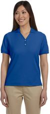 An image of a Custom Devon & Jones Ladies' Pima Pique Short Sleeve Y Collar Polo in True Royal!
