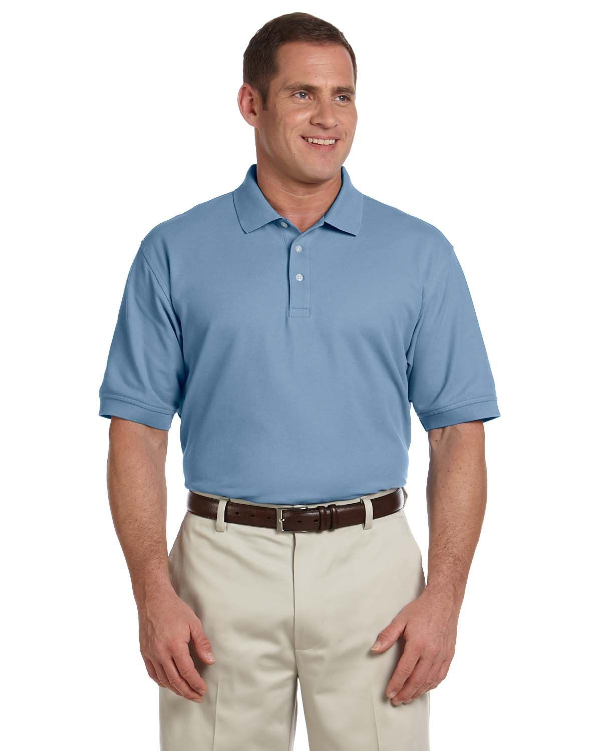 Devon and Jones Men's Pima Pique Short Sleeve Polo in Slate Blue