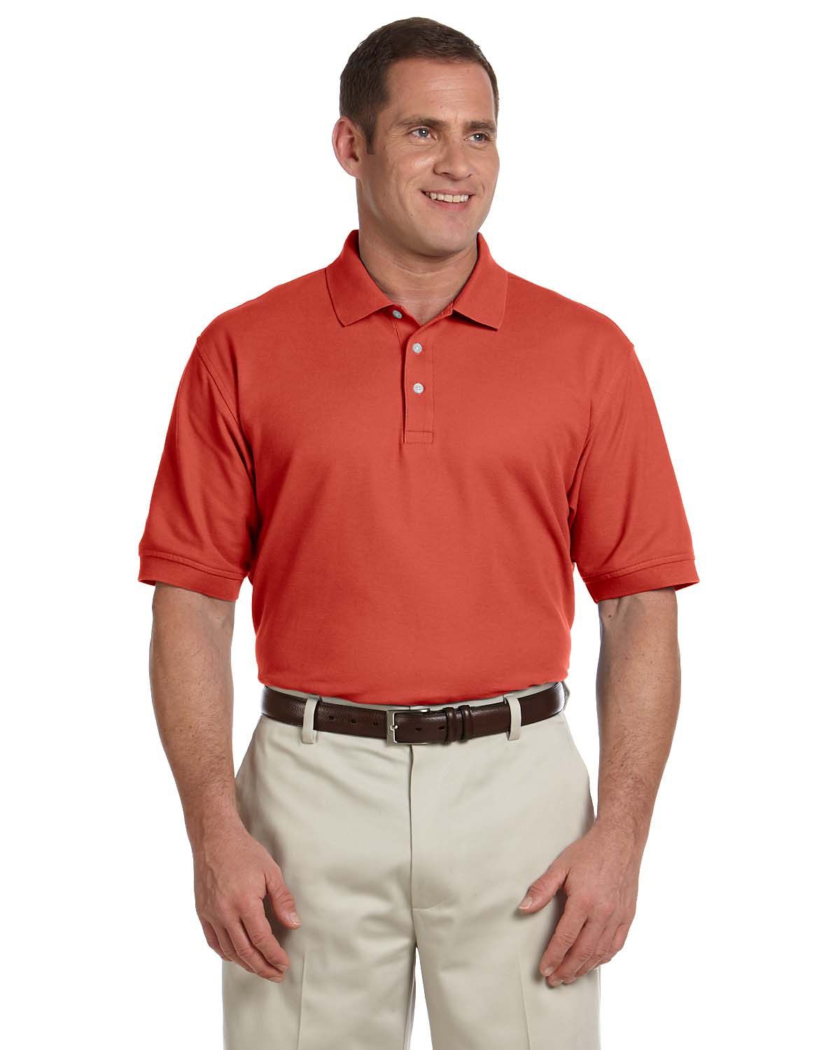 Devon and Jones Men's Pima Pique Short Sleeve Polo in Rust