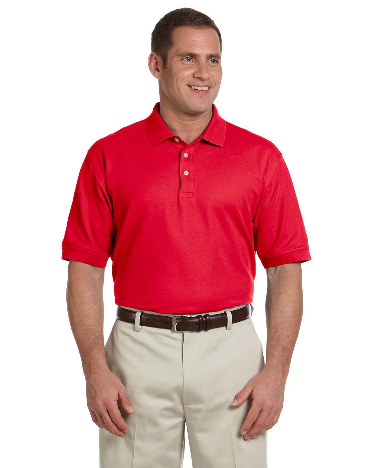 Devon and Jones Men's Pima Pique Short Sleeve Polo in Red