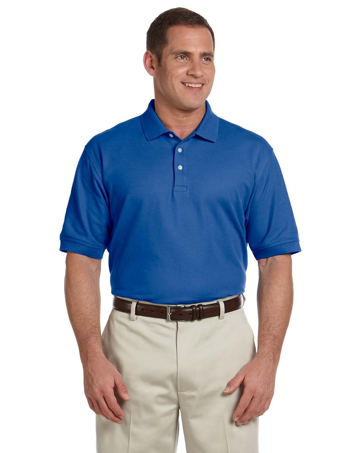 Devon and Jones Men's Pima Pique Short Sleeve Polo in True Royal