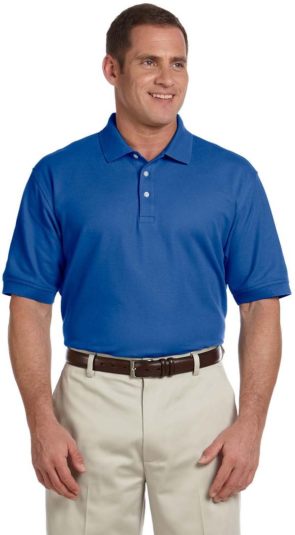 An image of a Custom Devon and Jones Men's Pima Pique Short Sleeve Polo in True Royal!