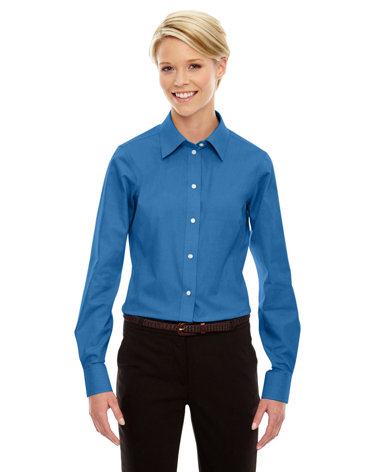 Devon & Jones Ladies' Crown Woven Collection Solid Oxford in French Blue