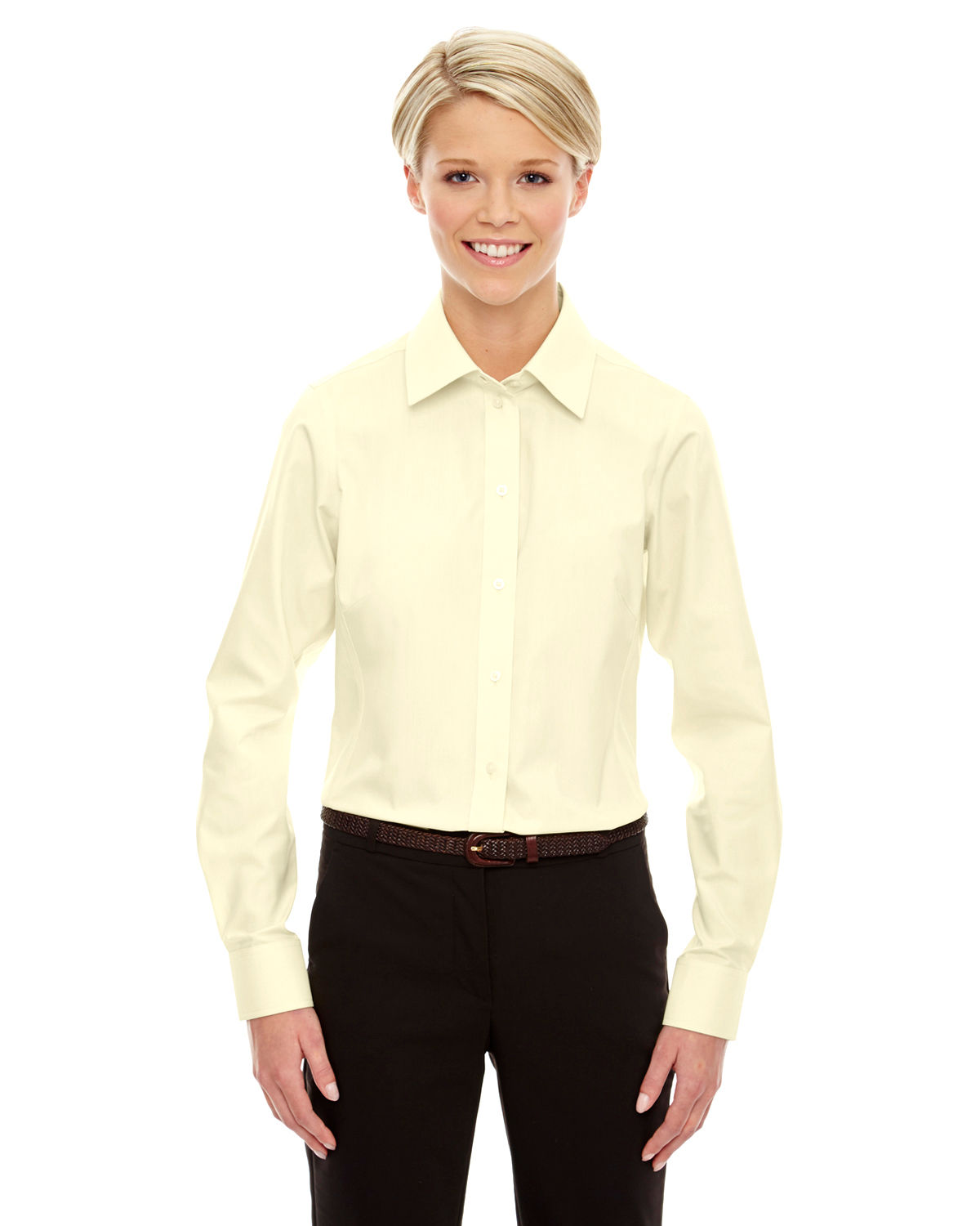Devon & Jones Ladies' Crown Woven Collection Solid Oxford in Transprnt Yellow