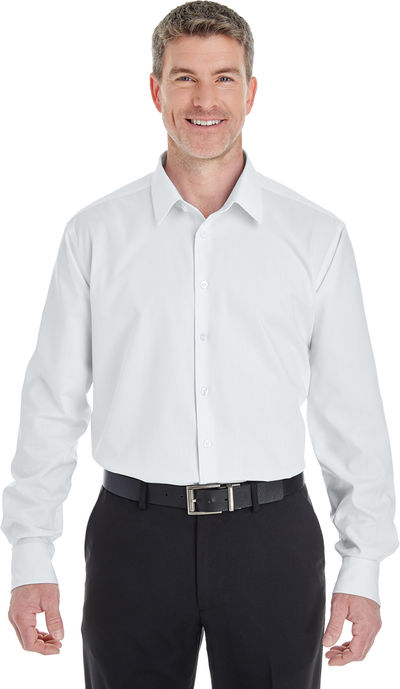 Am image of a Custom Devon & Jones Men's Crown Collection Royal Dobby Shirt in White!