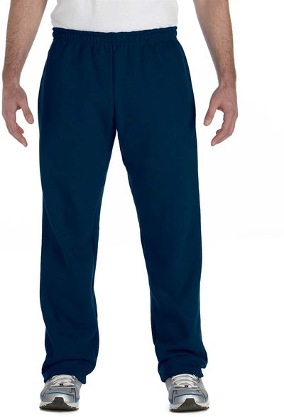 Am image of a Custom Gildan Heavy Blend Open Bottom Sweatpants in Navy!