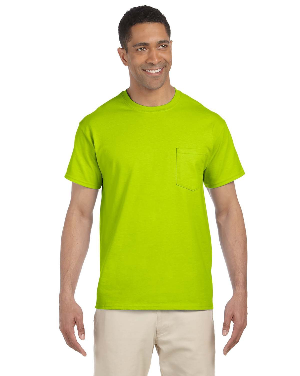 Gildan Ultra Cotton Pocket T Shirt in Safety Green