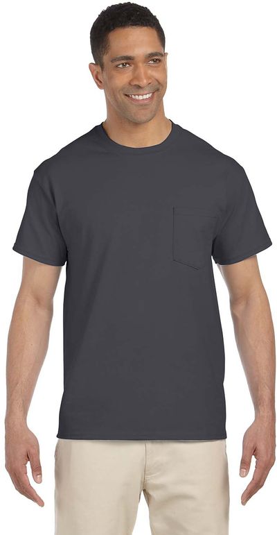 Am image of a Custom Gildan Ultra Cotton Pocket T Shirt in Charcoal!