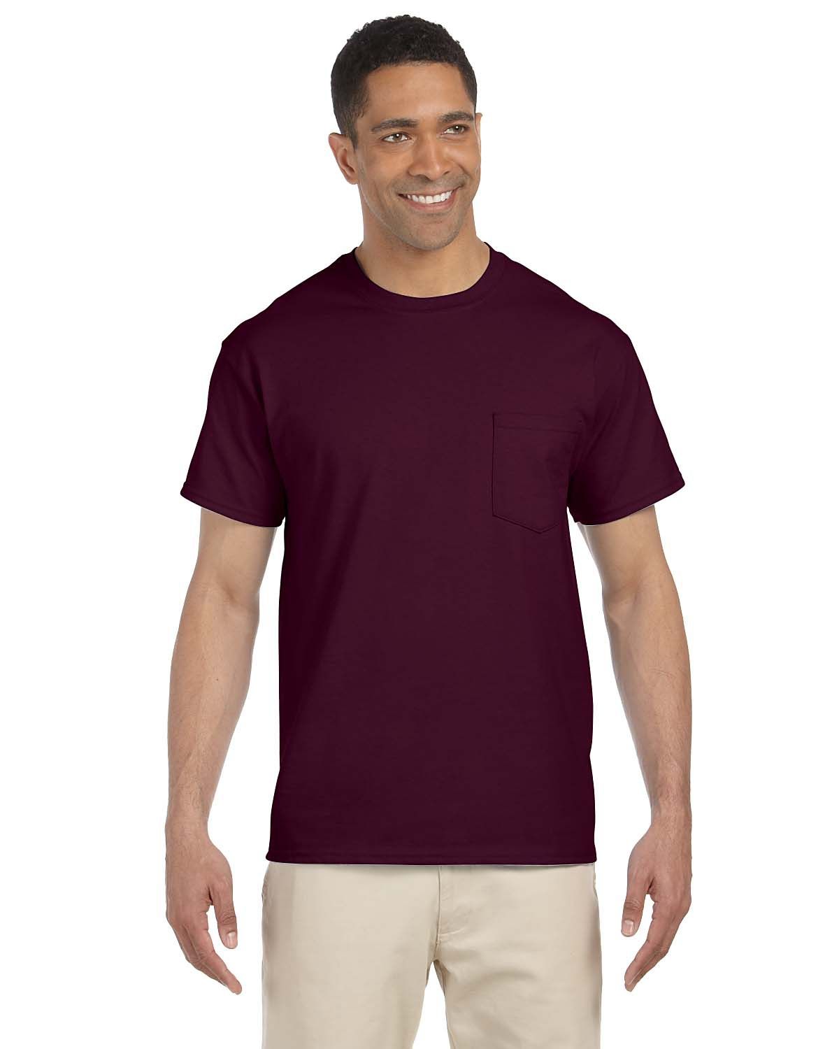 Gildan Ultra Cotton Pocket T Shirt in Maroon