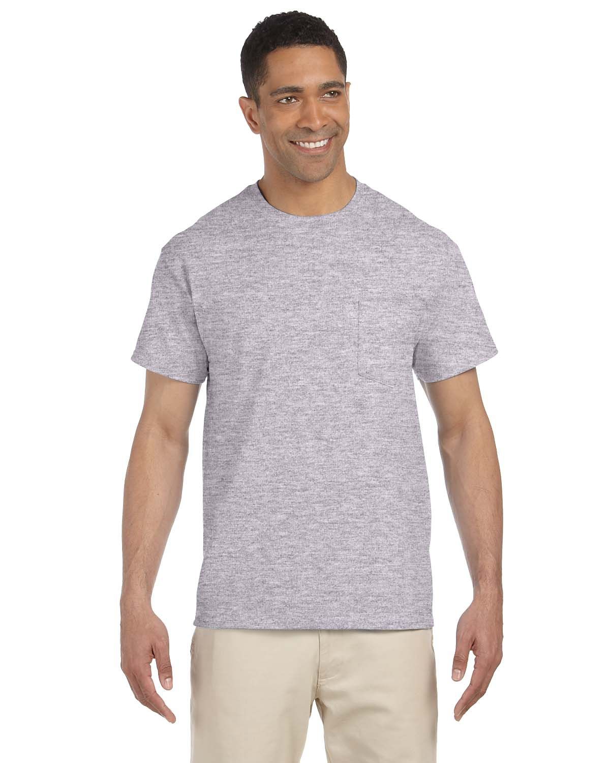 Gildan Ultra Cotton Pocket T Shirt in Sport Grey