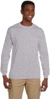 Am image of a Custom Gildan Ultra Cotton Long Sleeve Pocket T Shirt in Sport Grey!
