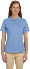 Am image of a Custom Harriton Ladies' Ringspun Cotton Pique Short Sleeve Polo in Lt College Blue!