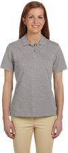 Am image of a Custom Harriton Ladies' Ringspun Cotton Pique Short Sleeve Polo in Grey Heather!
