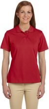 Am image of a Custom Harriton Ladies' Ringspun Cotton Pique Short Sleeve Polo in Red!