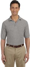 Am image of a Custom Harriton Men's Easy Blend Polo with Pocket in Grey Heather!