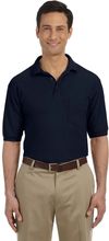 Am image of a Custom Harriton Men's Easy Blend Polo with Pocket in Navy!