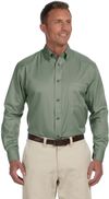 Am image of a Custom Harriton Men's Easy Blend Long Sleeve Twill Shirt with Stain Release in Dill!