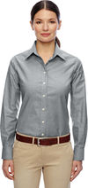 Am image of a Custom Harriton Ladies' Long Sleeve Oxford with Stain Release in Oxford Grey!