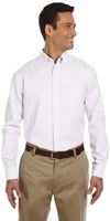 Am image of a Custom Harriton Men's Long Sleeve Oxford with Stain Release in White!