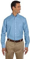 Am image of a Custom Harriton Men's Long Sleeve Oxford with Stain Release in Light Blue!