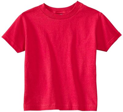 Am image of a Custom Rabbit Skins Cotton Jersey T Shirt in Red!